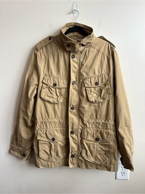 H&M Mens Khaki Field Mechanic Military Utility Style Jacket 42R L